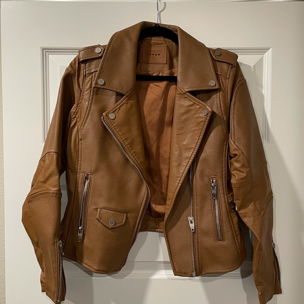 BlankNYC cognac faux leather jacket